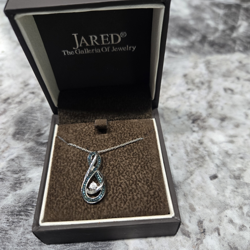 Red Silver and Teal Infinity Necklace